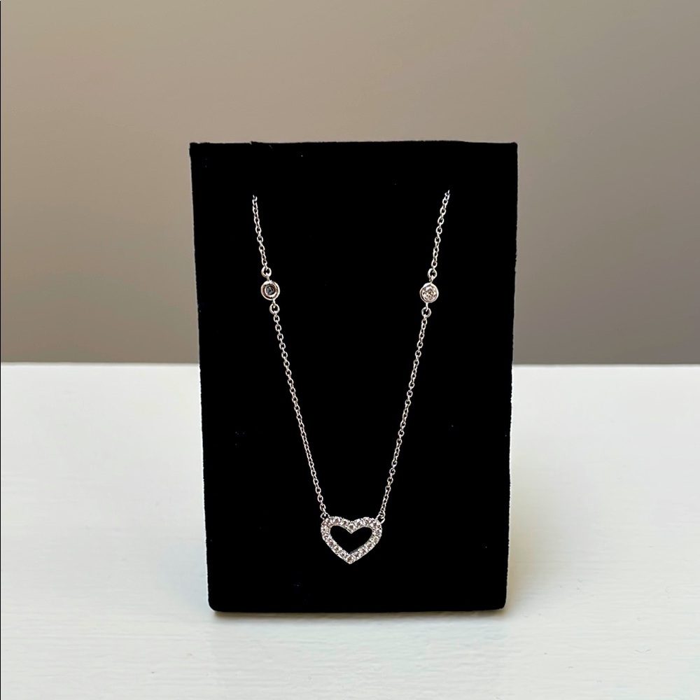 CZ Silver Heart Necklace
